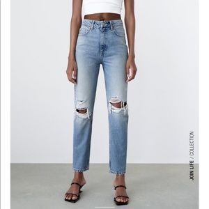 Zara Ripped Mom Fit Jeans